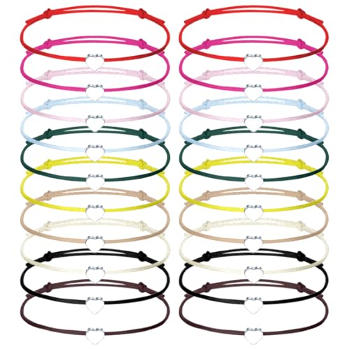 20 Stück Herz Freundschaftsarmband, Herz Seil Armbänder Filigranes Herz Armband Größenverstellbar Herz Armband für Frauen Mädchen (Gold) von WIRZUL