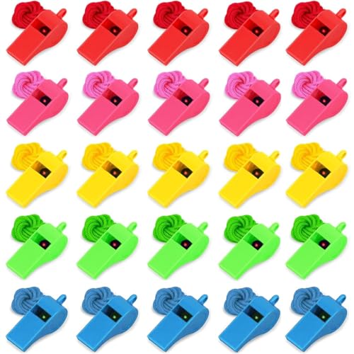25 Stück Pfeifen, Sportpfeife im Training, Sportpfeifen mit Umhängeband,für Schulsport, Fußball,Studenten, Kinder von WIRZUL