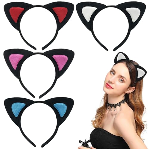 4 Stück Katzenohren Haarreif katzenohren Katzenohren Stirnband Katze Haarbänder Haarschmuck für Mädchen Damen Kostüm Parteien Deko von WIRZUL