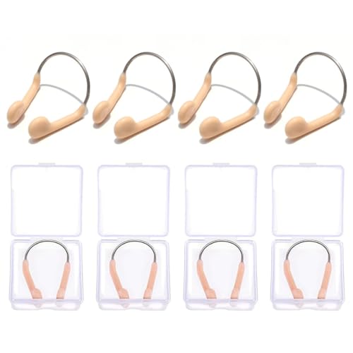 4 Stücke Unisex Schwimm Nasenklammer für Anfänger,Flesh (19), One Size,Nasenclip Schwimmen Wasserdicht, Nasenklammer Schwimmen Kinder Komfortable,Silikon Nose Clip für Erwachsene,mit Aufbewahrungsbox von WIRZUL