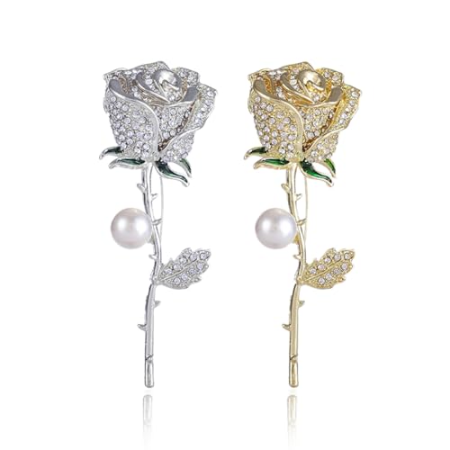 Damen-Brosche für Kleidung, Rosa, Blumen-Brosche, Kristallbrosche, Vintage, elegant und einzigartig, Strass, Mode, Badge, Zubehör, Geschenk, Schmuck, Knopf, Strass von WIRZUL