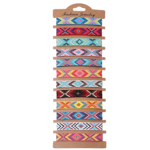 Freundschaftsarmbände 12 Stück Surfer Armband Handgemacht aus Geflochtenem Stoff Bunt Stoffarmband Handmade Boho Brasilien kettchen für Damen (A) von WIRZUL