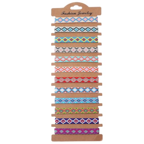 Freundschaftsarmbände 12 Stück Surfer Armband Handgemacht aus Geflochtenem Stoff Bunt Stoffarmband Handmade Boho Brasilien kettchen für Damen (B) von WIRZUL