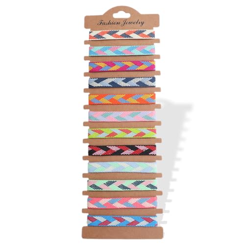 Freundschaftsarmbände 12 Stück Surfer Armband Handgemacht aus Geflochtenem Stoff Bunt Stoffarmband Handmade Boho Brasilien kettchen für Damen (D) von WIRZUL