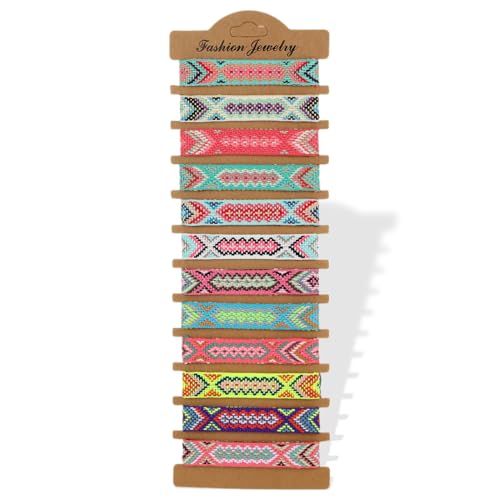 Freundschaftsarmbände 12 Stück Surfer Armband Handgemacht aus Geflochtenem Stoff Bunt Stoffarmband Handmade Boho Brasilien kettchen für Damen (E) von WIRZUL