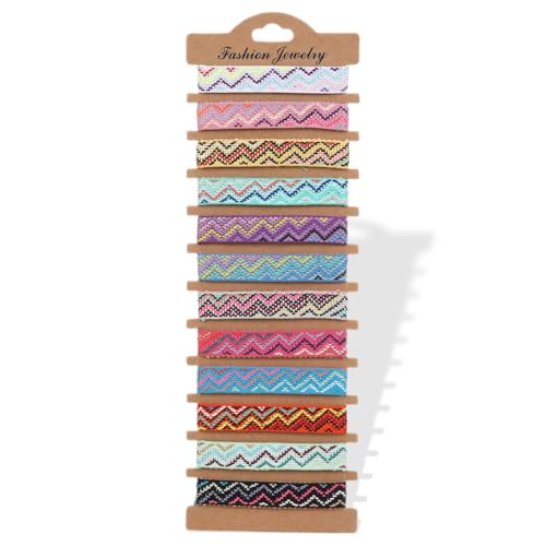 Freundschaftsarmbände 12 Stück Surfer Armband Handgemacht aus Geflochtenem Stoff Bunt Stoffarmband Handmade Boho Brasilien kettchen für Damen (F) von WIRZUL