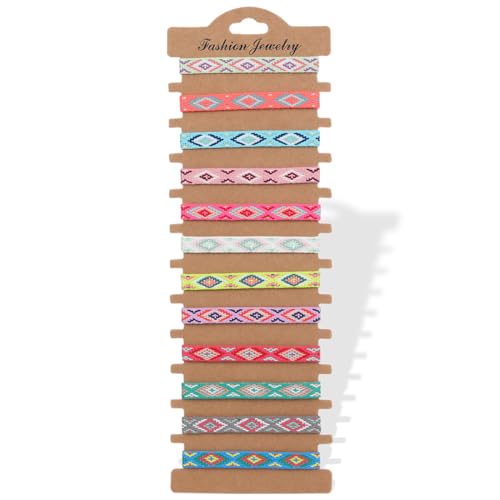 Freundschaftsarmbände 12 Stück Surfer Armband Handgemacht aus Geflochtenem Stoff Bunt Stoffarmband Handmade Boho Brasilien kettchen für Damen (G) von WIRZUL