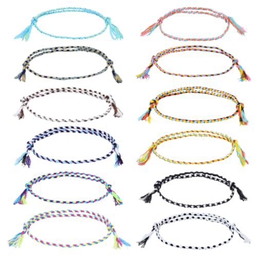 Freundschaftsarmbänder 12er-Pack handgewebte Armbänder lässiger Surfer-Stil für Frauen und Mädchen handgewebte Wickelarmbänder buntes Seil von WIRZUL