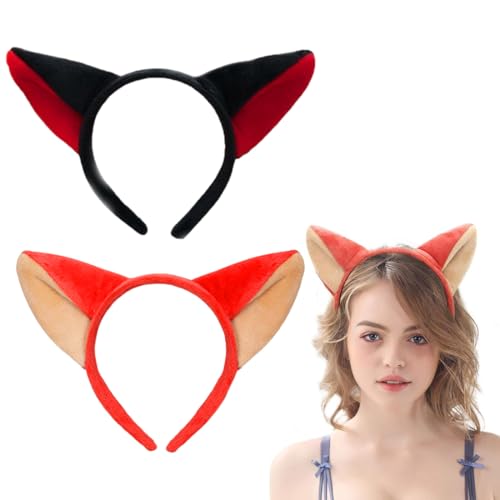 Fuchsohren-Stirnband, 2er-Set, niedliches Tierohren-Stirnband, Gesichtsreiniger, niedliches 3D-Design Hut, Haarspangen, Haarschmuck von WIRZUL