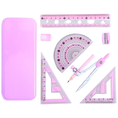 Zirkel-Set, ein komplettes 7-teiliges Lernset mit robuster Ausstattung inklusive Zirkel, Radiergummi, Bleistiftspitzer, Winkelmesser, Geodreieck, Lineal und Aufbewahrungsbox, rosa. Zirkel-Set, ein komplettes 7-teiliges Lernset mit robuster Ausstattung inklusive Zirkel, Radiergummi, Bleistiftspitzer, Winkelmesser, Geodreieck, Lineal und Aufbewahrungsbox, rosa. von WIRZUL