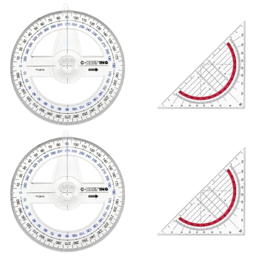 geodreieck geometrie set 4-teiliger Winkelmesser, Dreieck, Kreiswinkelmesser, 360-Grad-Winkelmesser, geeignet für Studenten, Büroangestellte, Designer und Malbegeisterte von WIRZUL