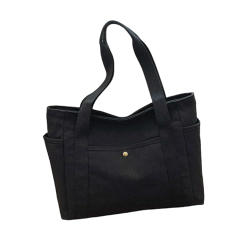 WISEHUBY Damen Handtaschen Frauen Canvas Tote Bag Elegant Retro Messenger Bag Mode Handtasche Schultertasche Vielseitige Messenger Bag Einkaufstasche, Schwarz , A von WISEHUBY