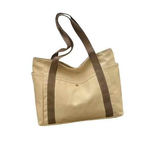 WISEHUBY Damen Handtaschen Frauen Canvas Tote Bag Elegant Retro Messenger Bag Mode Handtasche Schultertasche Vielseitige Messenger Bag Einkaufstasche, khaki, A von WISEHUBY