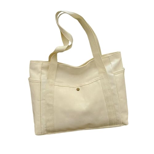 WISEHUBY Damen Handtaschen Frauen Canvas Tote Bag Elegant Retro Messenger Bag Mode Handtasche Schultertasche Vielseitige Messenger Bag Einkaufstasche, weiß, A von WISEHUBY