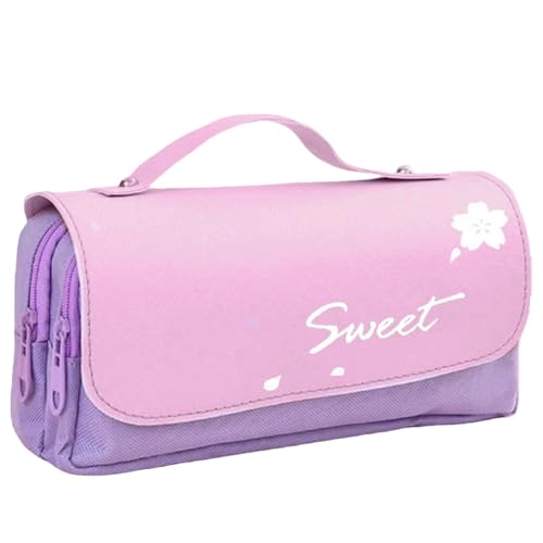 WISEHUBY Große Kapazität Federmäppchen Mädchen Federmäppchen Doppelschicht Campus Kleine Tasche Kawaii Tasche Marineblau von WISEHUBY