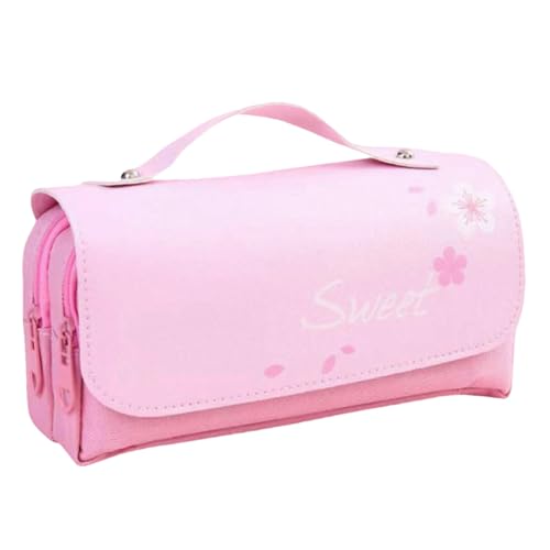 WISEHUBY Große Kapazität Federmäppchen Mädchen Federmäppchen Doppelschicht Campus Kleine Tasche Kawaii Tasche Rosa Meteor von WISEHUBY