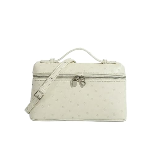 WISEHUBY Modische Damen-Umhängetasche, kompaktes Design, Umhängetasche, Tragetasche, PU-Leder, Cremefarbenes Straußenmuster, A von WISEHUBY