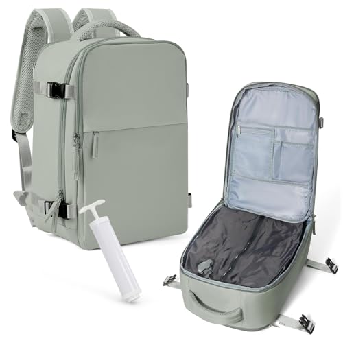 WISEPACK Vakuum Rucksack, Ryanair Handgepäck 40x20x25 Damen Ryanair Reiserucksack Flugzeuge Vacpack Rucksack mit Vakuumsystem für Reisen, Airbag Travel Vacuum Backpack mit Luftpumpe Grau Grün WISEPACK Vakuum Rucksack, Ryanair Handgepäck 40x20x25 Damen Ryanair Reiserucksack Flugzeuge Vacpack Rucksack mit Vakuumsystem für Reisen, Airbag Travel Vacuum Backpack mit Luftpumpe Grau Grün von WISEPACK