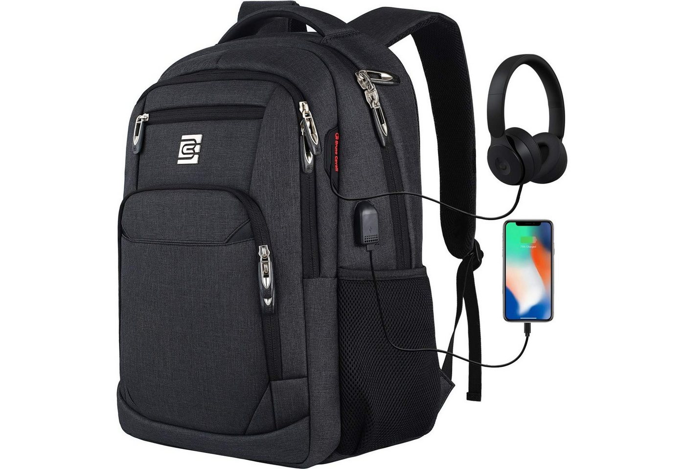 WISHDOR Laptoprucksack Laptop Rucksack Rucksäcke Schulrucksack Wasserbeständig Laptoptasche (Notebook Laptop Tasche Schule Uni Rucksack, Sportrucksack, mit USB-Anschluss, Anti-Diebstahl, Backpack mit Laptopfach), für Herren Damen Jungen Teenager Freizeit Arbeit Business Reisen von WISHDOR