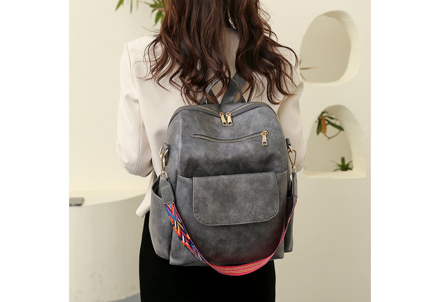 WISHDOR Rucksack Laptoprucksack Schulrucksack Lederrucksack Reiserucksack (32x35x17 cm, Vintage, Schultertasche, Notebook Laptop Tasche, Schule Rucksack), für Herren Damen Jungen Teenager Freizeit Arbeit Business Reisen von WISHDOR