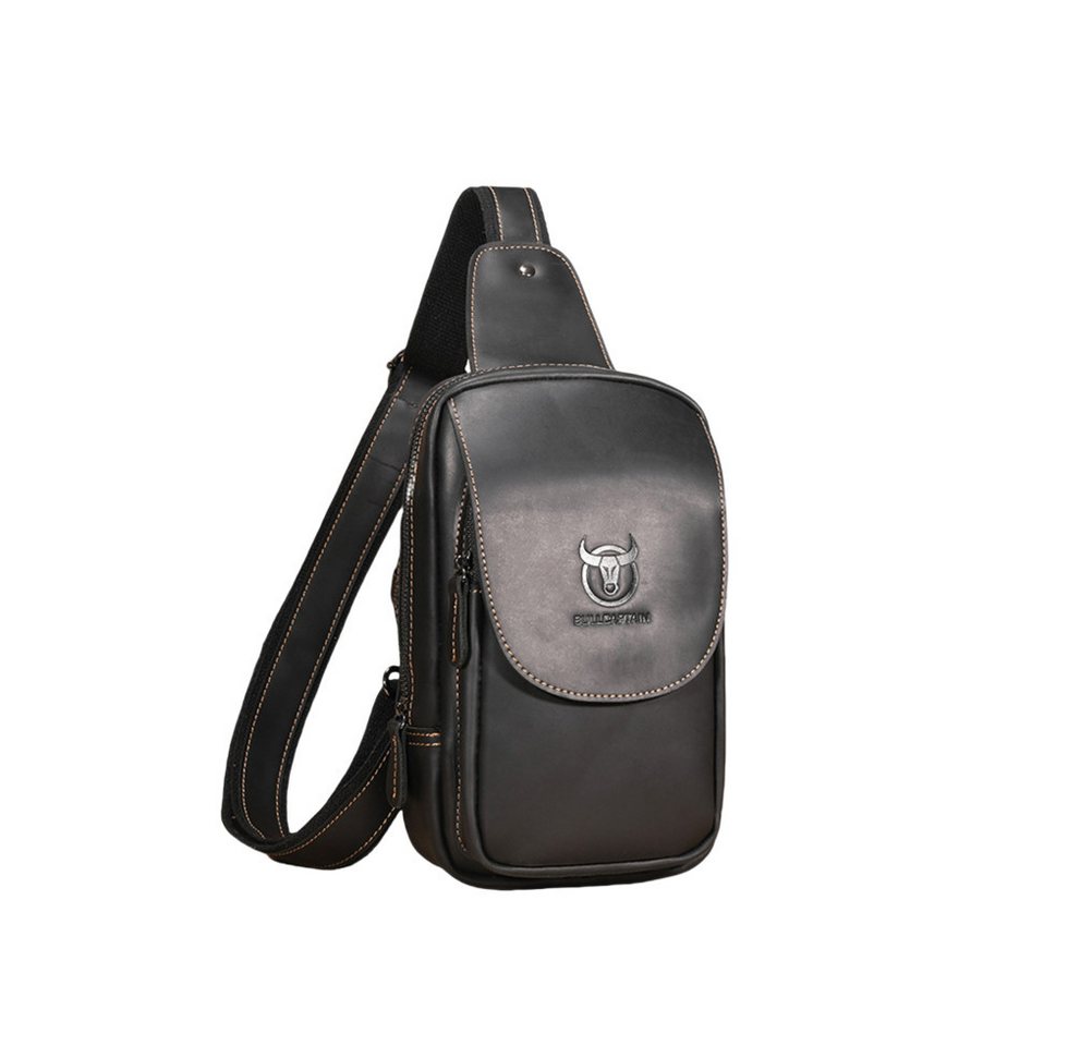 WISHDOR Schultertasche Brusttasche Sling Schulter Rucksack Rucksäcke Crossbody Umhängetasche (aus Echtes Leder Herren und Damen 16 x 26 x 10 cm, Geldgürtel, Sport, Sporttasche, Handytasche, Anti-Diebstahl, Echtleder), für Outdoor Camping Reisen Wandern Radfahren Multipurpose Tagepacks von WISHDOR