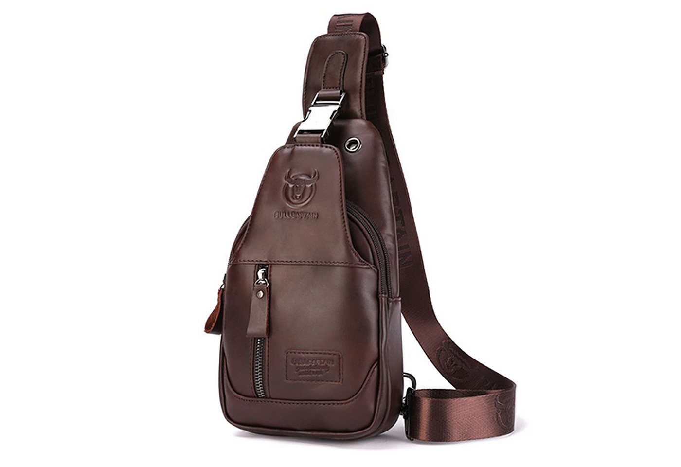 WISHDOR Schultertasche Brusttasche Sling Schulter Rucksack Rucksäcke Crossbody Umhängetasche (aus Echtleder Herren und Damen 16 x 28 x 9 cm, Geldgürtel, Sport, Sporttasche, Handytasche, Anti-Diebstahl, Leder), für Outdoor Camping Reisen Wandern Radfahren Multipurpose Tagepacks von WISHDOR