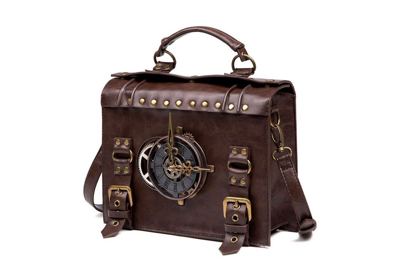 WISHDOR Umhängetasche Damen Vintage Henkeltasche Messenger-Tasche Aktentasche Tablet (Kunstleder Tasche Handtasche Tragetasche mit Top Griff und 120CM Schultergurt, Freizeittasche, Arbeitstasche, Schule Tasche, Unitasche), Schultertasche Wasserdicht für Handy Tablet iPad usw Braun 25x20x9 cm von WISHDOR