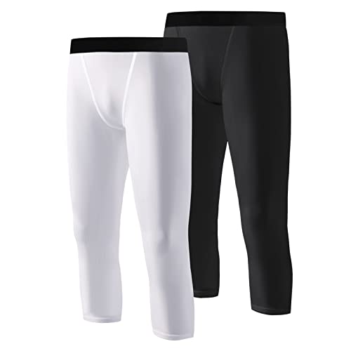 WISREMT Jungen Jugend Kompression Leggings 3/4 Tights Base Layer Sport Running Capris Kinder Hosen für Workout Training von WISREMT