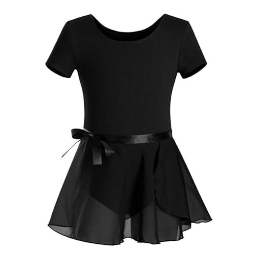 WISREMT Mädchen Ballett Trikots mit abnehmbarem Rock Kleinkind Kinder Kurzarm Ballett Tanzkleid Tutu Rock Trikot 3-10Y von WISREMT