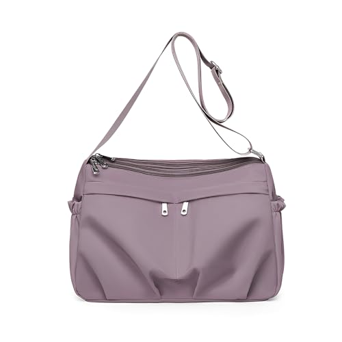 WITERY Crossboby-Tasche für Damen, wasserdicht, mehrere Taschen, Nylon, Crossboby-Geldbörse, mittelgroße Geldbörsen, Schulterhandtaschen, Taschenbücher, rosa (1) von WITERY
