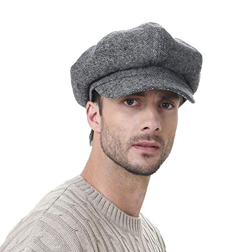 WITHMOONS Schlägermütze Golfermütze Schiebermütze Newsboy Hat Wool Felt Simple Gatsby Ivy Cap SL3525 (Grey) von WITHMOONS