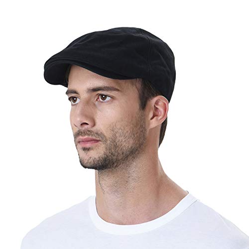 WITHMOONS Schlägermütze Golfermütze Schiebermütze Simple Newsboy Hat Flat Cap SL3026 (BlackM) von WITHMOONS