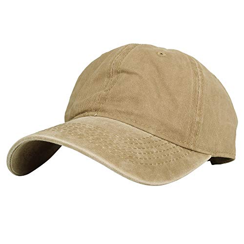 WITHMOONS Vintage Washed Twill Baumwolle Baseball-Kappe, verstellbar KZ10032 - Beige - Einheitsgröße von WITHMOONS