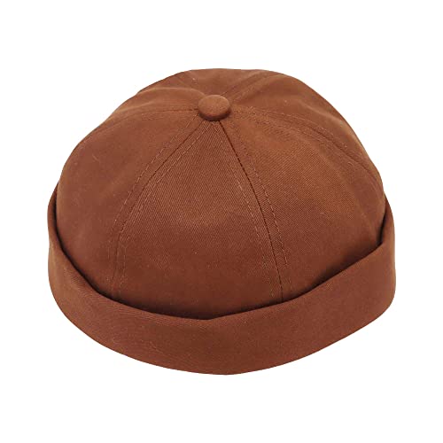 WITHMOONS Watch Cap Beanie Cotton Docker Brimless Harbour Hat VZ50060, Braun, large von WITHMOONS