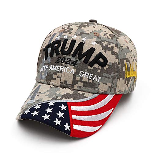 WITOPTH Trump 2024 Hat Keep America Great Donald Trump Hat Stickerei MAGA KAG Slogan Hut und Amerikanische Flagge Verstellbare Baseball Cap, Camo-001, 53 EU WITOPTH Trump 2024 Hat Keep America Great Donald Trump Hat Stickerei MAGA KAG Slogan Hut und Amerikanische Flagge Verstellbare Baseball Cap, Camo-001, 53 EU von WITOPTH
