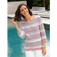 Witt Weiden Damen 3/4 Arm-Pullover hellblau-rosé-gemustert von Witt