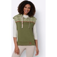 Witt Weiden Damen Kapuzensweatshirt olive-weiß-meliert von Witt