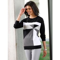 Witt Weiden Damen Langarm-Pullover schwarz-weiß-gemustert von Witt