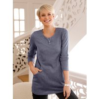 Witt Weiden Damen Langarmshirt taubenblau-schwarz-meliert von Witt