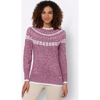 Witt Damen Norwegerpullover mit breiten Rippbündchen, bordeaux-altrosa-meliert von Witt