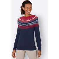 Witt Weiden Damen Norwegerpullover nachtblau-kirsche-gemustert von Witt