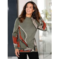 Witt Weiden Damen Pullover khaki-rostrot-gemustert von Witt