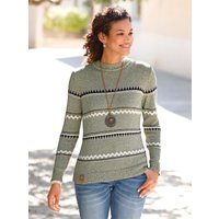 Witt Weiden Damen Pullover oliv-marine-geringelt von Witt