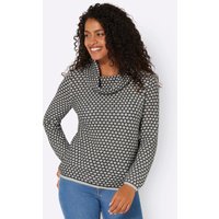 Witt Weiden Damen Rollkragen-Pullover schwarz-ecru-gemustert von Witt