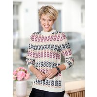 Witt Weiden Damen Stehkragen-Pullover ecru-nachtblau-gemustert von Witt