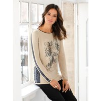 Witt Damen Strickpullover, sand-schwarz-bedruckt von Witt