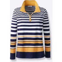 Witt Damen Sweatshirt, marine-ocker-gestreift von Witt