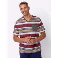 Witt Weiden Herren Schlafanzug-Shirt dunkelrot-weiß-gestreift von Witt