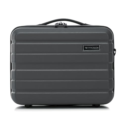 WITTCHEN COMODO Line Kosmetikkoffer Reisegepäck Kulturbeutel Kosmetiketui aus ABS Kosmetiktasche Damen Reiseetui Abnehmbarer Trageriemen Größe XS Dunkelgrau von WITTCHEN
