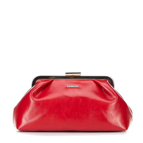 WITTCHEN Damen-Beuteltasche Mit Riemen | Handtasche Damen Klein | Mini Handtasche | Vintage-Handtasche | Kunstleder | Mit Kette | rot Umhängetasche von WITTCHEN